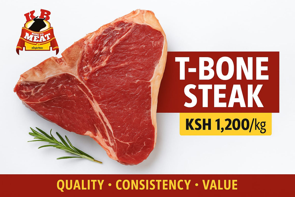 T-bone steak portioned by hand at Kamundia Butchery Nairobi
