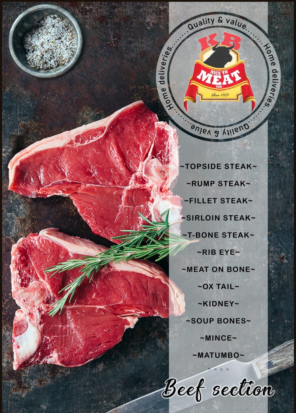 Beef Section at Kamundia Butchery Nairobi - Prime beef, whole-carcass butchery, cut to order